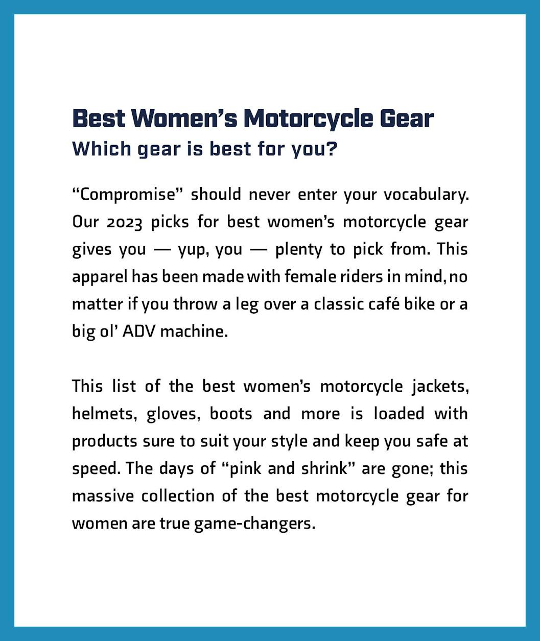 Motorcycle Gear for Women – 2022 Top Picks - Law Tigers